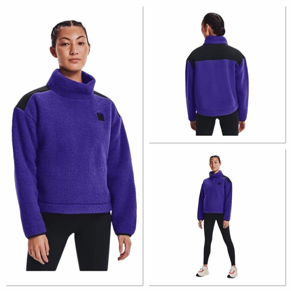 Women's UA Sherpa Fleece Mock Neck Jacket Pullover Blue / Black Size XL NWT